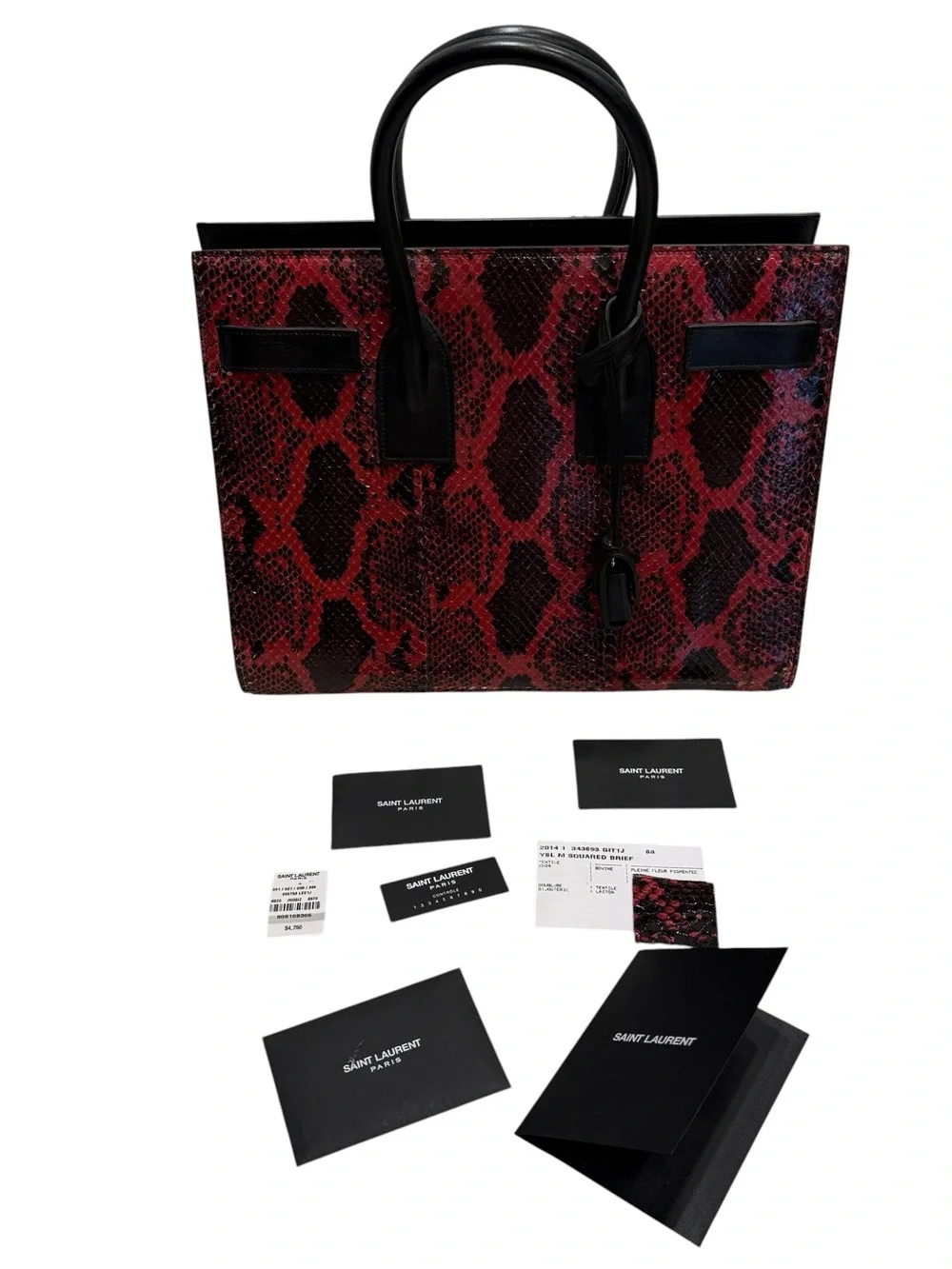 Saint Laurent YSL Sac Dejour Red Python Satchel 355153 LECJ1 - Picture 11 of 16